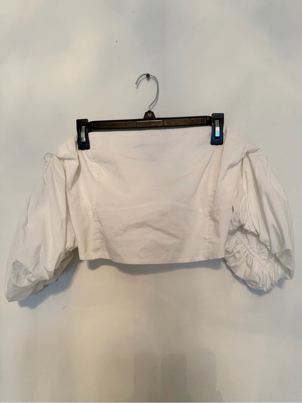 Abercrombie & Fitch White Puff Sleeve Cropped Women's Top - Size XL